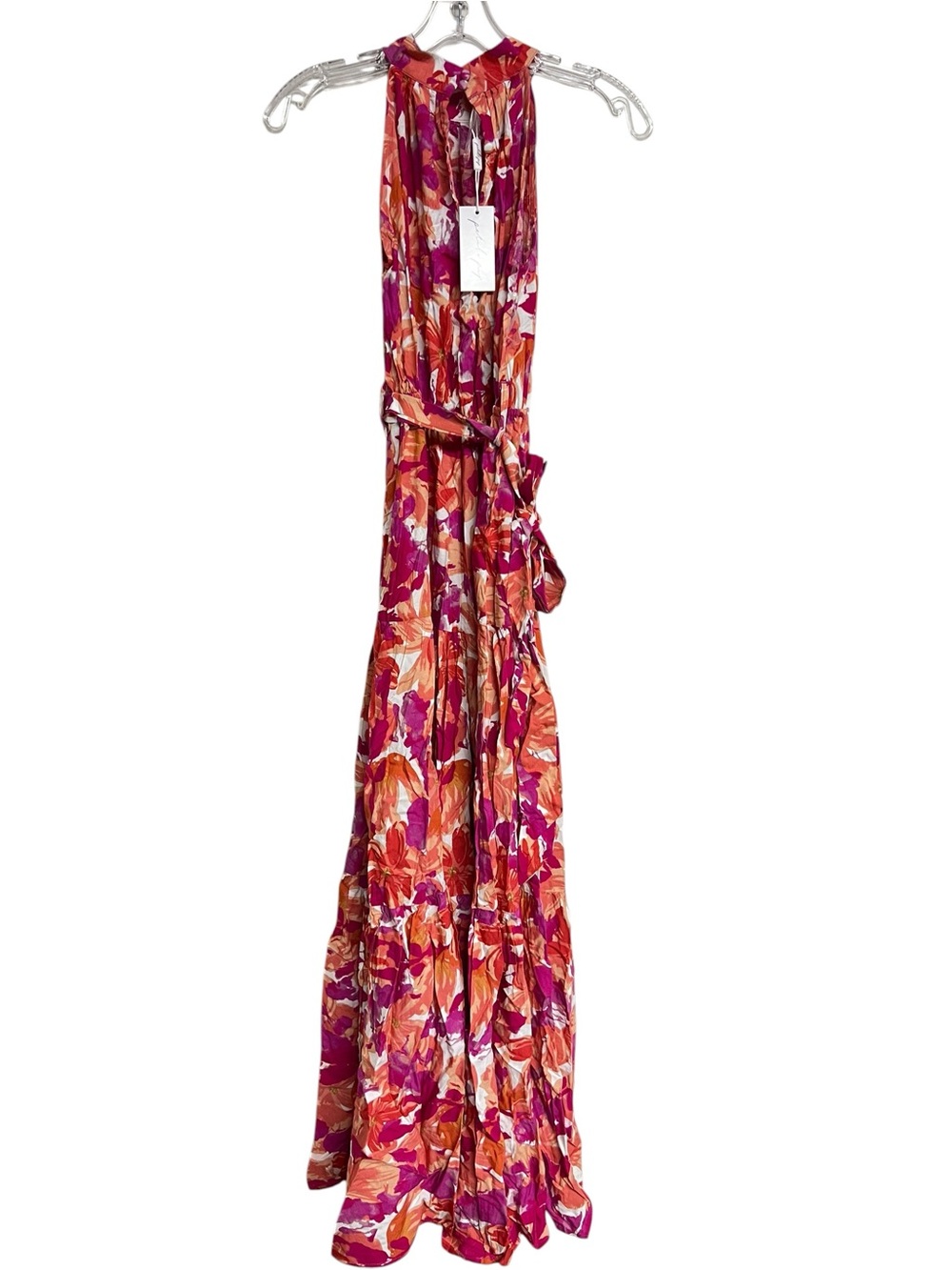 New Petal & Pup Caroline Sleeveless Pink Floral‎ Halter Maxi Dress Summer - Picture 5 of 9